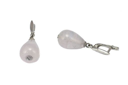 Серьги из серебра 925 пробы с розовым кварцем.