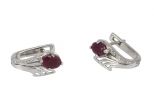 Серьги из серебра с рубином и фианитами овал 5х7 мм 48663