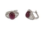 Серьги из серебра с рубином и фианитами овал 7х9 мм 48673