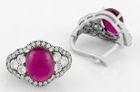 Серьги из серебра с рубином
