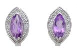 Серьги из серебра с аметистом и фианитами маркиза 6х12 мм 48720