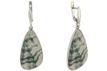 Серьги из серебра с Скарном парус 18х35 мм 49374