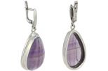 Серьги из серебра с флюоритом капля 18х28 мм 49379