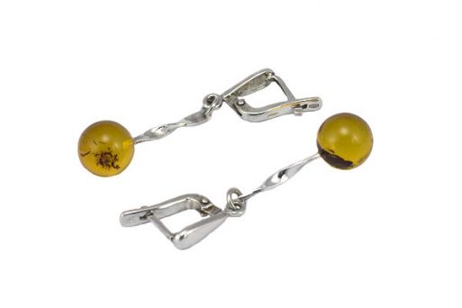 Серьги из серебра 925 пробы с янтарём.