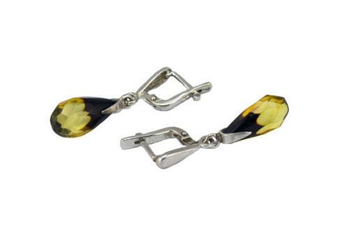 Серьги из серебра 925 пробы с янтарём.