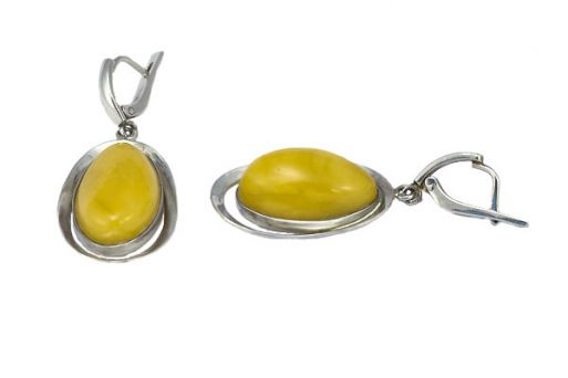 Серьги из серебра 925 пробы с янтарём.