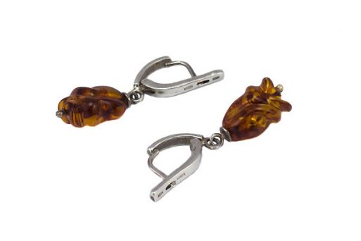 Серьги из серебра 925 пробы с янтарём.