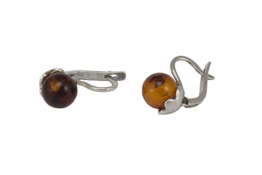 Серьги из серебра 925 пробы с янтарём.