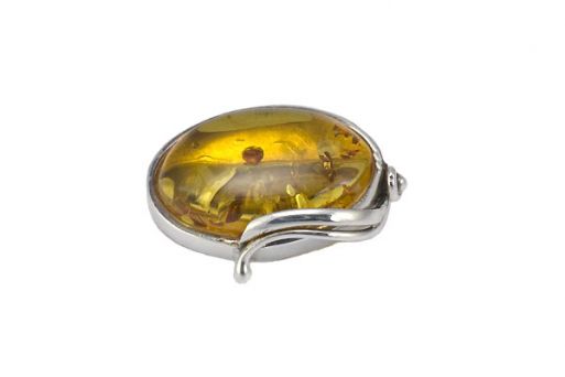Серебряную брошь с янтарём 49524 купить в магазине Самоцветы мира