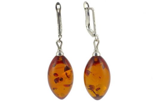 Серьги из серебра 925 пробы с янтарем.