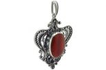 Кулон из серебра с сердоликом овал 17х23 мм 50066