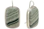 Серьги из серебра с Скарном прямоугольник 18х28 мм 50172