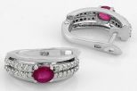 Серьги из серебра с рубином и фианитами овал 4х5 мм 50311