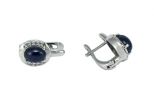 Серьги из серебра с сапфиром и фианитами овал 6х8 мм 50315