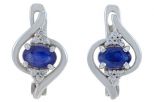 Серьги из серебра с сапфиром и фианитами овал 3х5 мм 50317