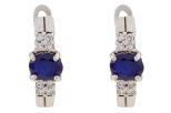 Серьги из серебра с сапфиром и фианитами овал 5х6 мм 50319