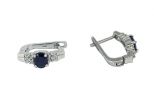 Серьги из серебра с сапфиром и фианитами овал 5х6 мм 50319