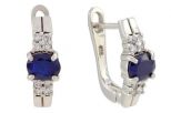 Серьги из серебра с сапфиром и фианитами овал 5х6 мм 50319