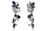 Серьги из серебра с сапфиром и фианитами 9 камней 50323