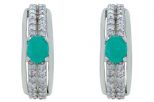 Серьги из серебра с изумрудом и фианитами овал 4х6 мм 50344