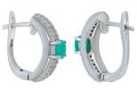 Серьги из серебра с изумрудом и фианитами овал 4х6 мм 50344