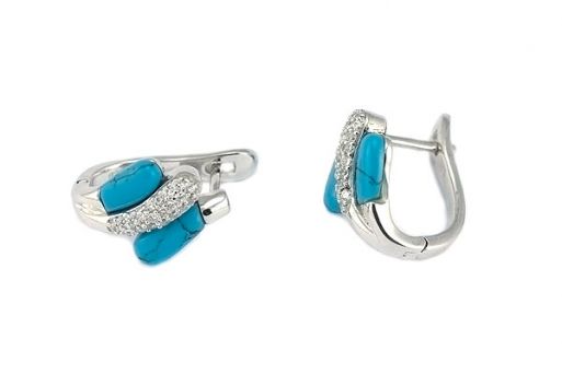 Серьги из серебра 925 пробы с Бирюзой.