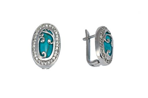 Серьги из серебра 925 пробы с бирюзой.