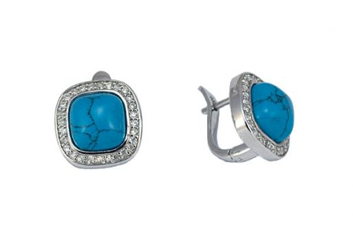 Серьги из серебра 925 пробы с бирюзой.