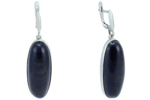 Серьги из серебра 925 пробы с обсидианом.