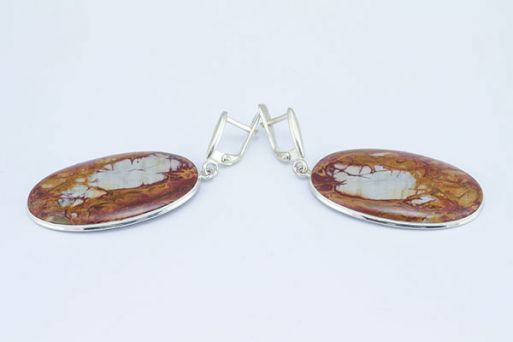 Серебряные серьги с яшмой 50429 купить в магазине Самоцветы мира