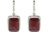 Серьги из серебра с яшмой и пиритом прямоугольник 16х25 мм 50439