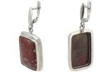 Серьги из серебра с яшмой и пиритом прямоугольник 16х25 мм 50439