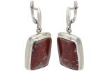 Серьги из серебра с яшмой и пиритом прямоугольник 16х25 мм 50439