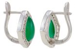 Серьги жадеит с фианитами. Вес 8,3гр.