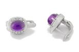 Серьги из серебра с аметистом и фианитами овал 6х8 мм 50507