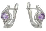 Серьги из серебра с аметистом и фианитами овал 4х6 мм 50521