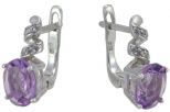 Серьги из серебра с аметистом и фианитами овал 7х9 мм 50525