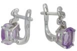 Серьги из серебра с аметистом и фианитами овал 7х9 мм 50525
