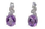 Серьги из серебра с аметистом и фианитами овал 7х9 мм 50525