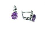 Серьги из серебра с аметистом и фианитами овал 7х9 мм 50525