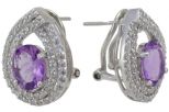 Серьги из серебра с аметистом и фианитами овал 8х10 мм 50529
