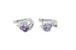 Серьги из серебра с аметистом и фианитами овал 4х6 мм 50531