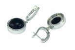 Серьги из серебра с авантюрином фиолетовым и фианитами круг 14 мм 50539
