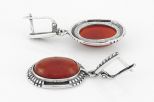 Серьги из серебра с сердоликом овал 13х18 мм 50545