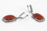 Серьги из серебра с сердоликом овал 13х18 мм 50545