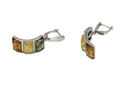 Серьги из серебра 925 пробы с янтарём.
