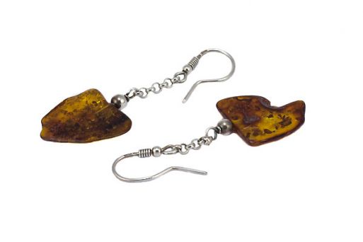 Серьги из серебра 925 пробы с янтарём.