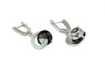 Серьги из серебра с раухтопазом и фианитами круг 10 мм 50954