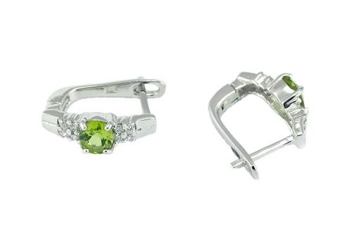 Серьги из серебра 925 пробы с Хризолитом.
