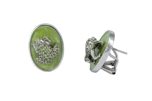 Серьги из серебра 925 пробы с хризолитом.